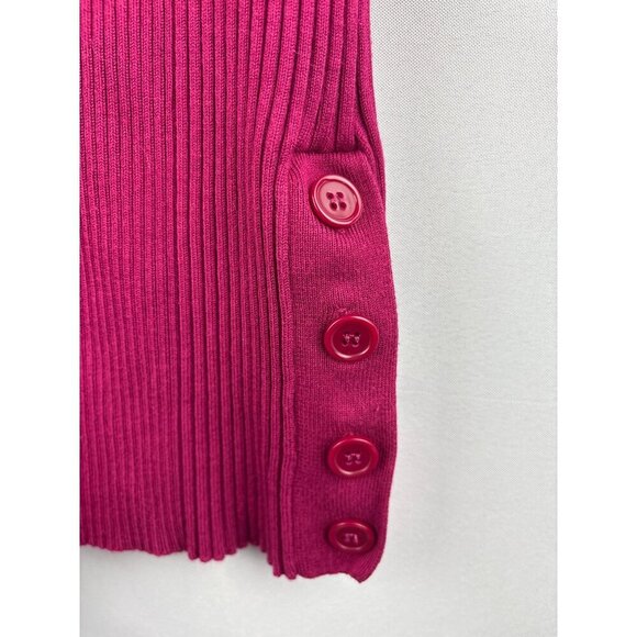 Ribbed Magenta V-Neck Sweater Size S Its Our Time Rayon & Polyester - Picture 3 of 6